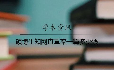 硕博生知网查重率一篇多少钱？