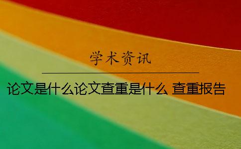 论文是什么？论文查重是什么？ 查重报告的论文作者是什么意思